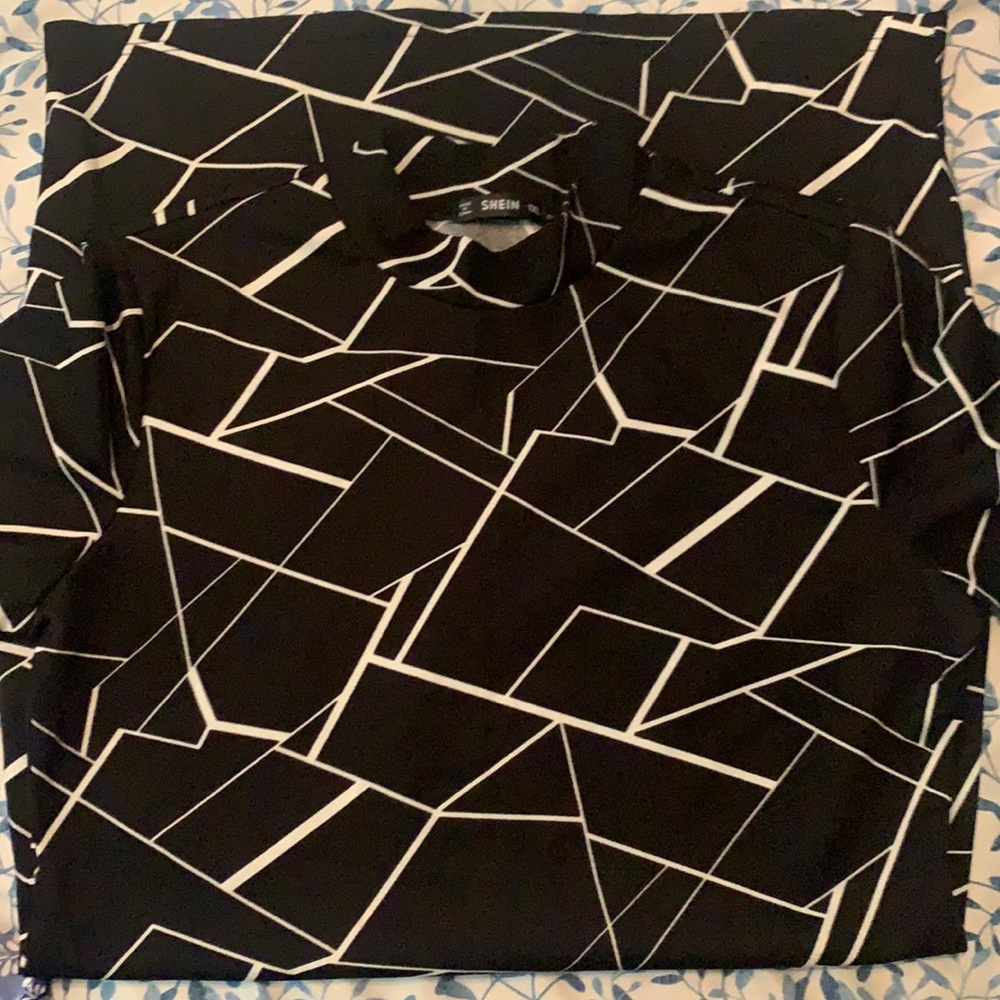 Shein XL Bodycon Black Geometric Print